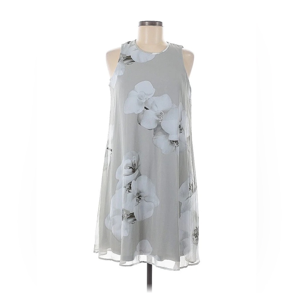 Calvin Klein Silver Sleeveless Halter Midi Dress